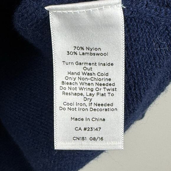 Talbots Jeweled Sweater Womens Large Petite Blue Fair Isle Crewneck Rhinestones - Picture 6 of 8